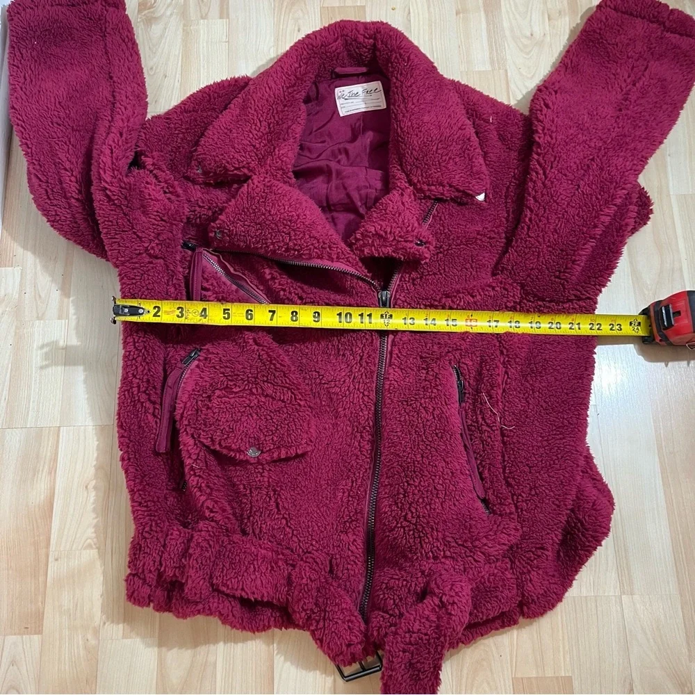 FREE PEOPLE Womens So Cozy Slouchy Moto Jacket Fuzzy Fleece Size Large - Picture 4 of 9